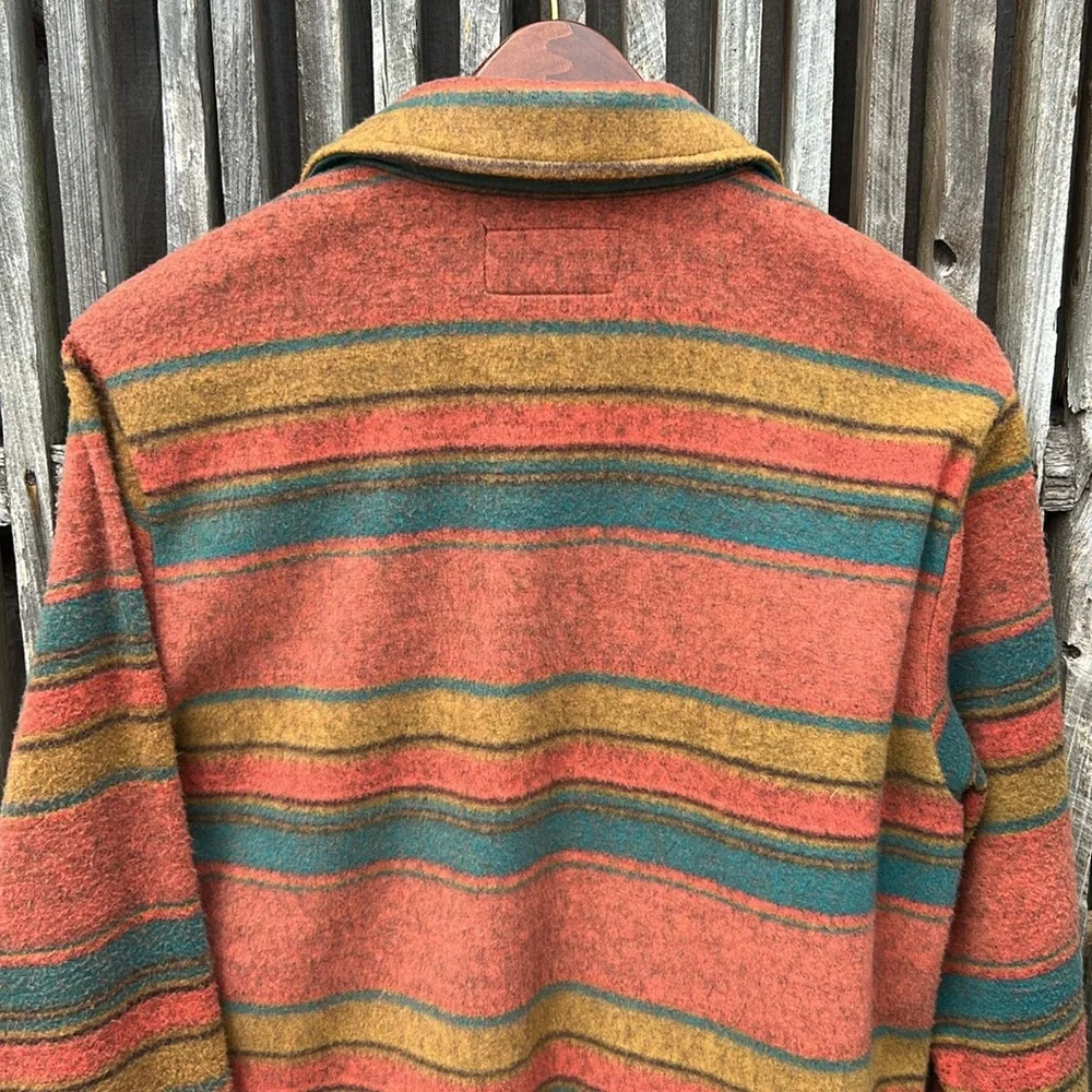 NWT Lucky Brand Southwestern Knit Shirt Jacket Small Orange Striped Shacket